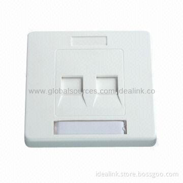 Faceplate with Shutter, UK Style, Two-port, Used for Cat5e and Cat6 Network Cabling